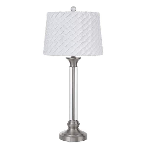 HomeRoots 32 in. Nickel Metal Table Lamp with White Empire Shade