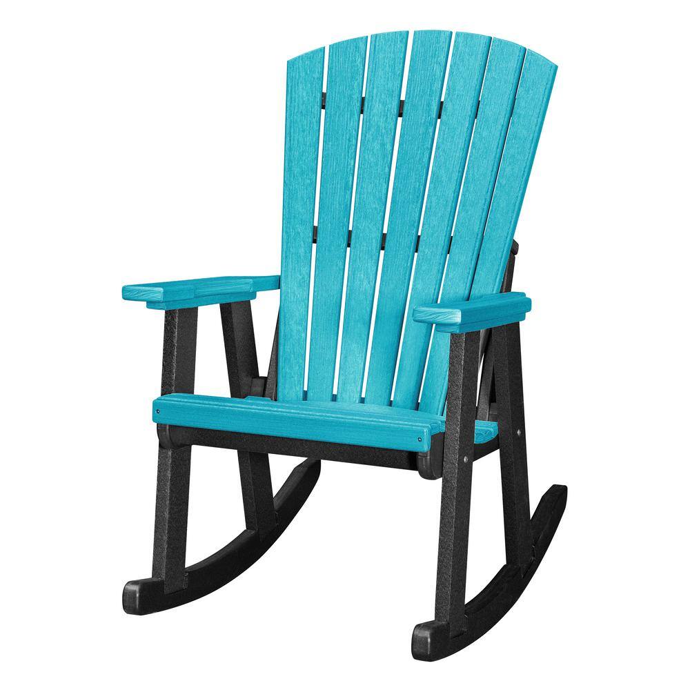 Aruba Blue and Black Heavy-Duty Rocker with High-Density Poly Resin