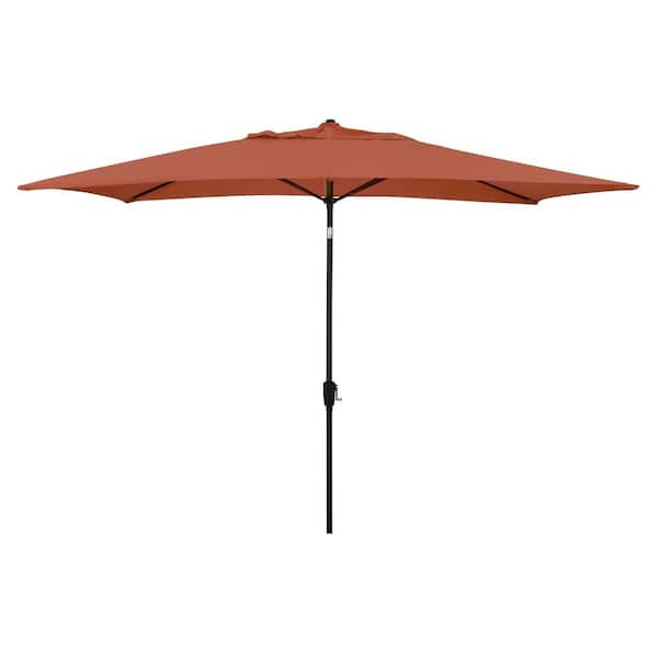 Astella 10 ft. x 6 ft. Steel Market Patio Umbrella with Crank Lift and Push-Button Tilt in Brick Polyester