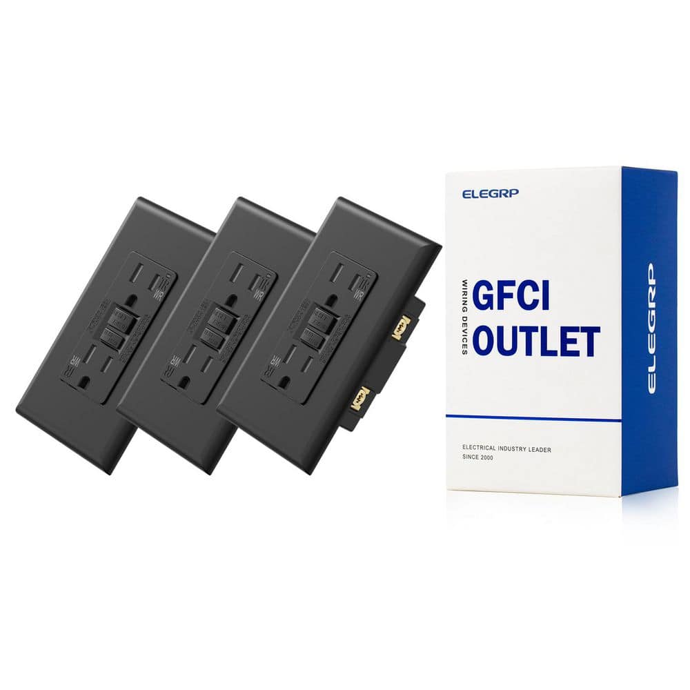 GFCI Outlet Self-Test, 15 Amp 125V Weather Resistant Duplex wall outlet, Wall Plate included, UL Listed, Matte Black 3PC price history on PriceWatchPro