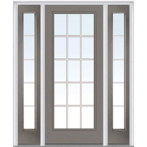 Milliken Millwork 64.5 in. x 81.75 in. Classic Clear Glass GBG Full Lite Painted Majestic Steel Exterior Door with Sidelites