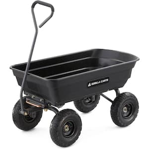 69 cu. ft. Steel Dump Garden Cart with 600 lbs. Capacity and 10 in. Tires for Camping, Beach and Wagon in Black