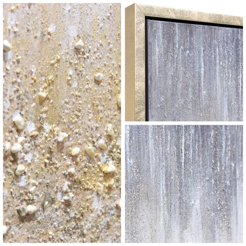 Golden Cascade Textured Glitter Hand Painted Canvas Wall Art, 30" x 40"