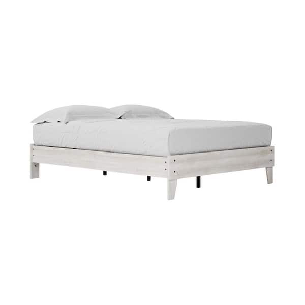 Signature DESIGN BY ASHLEY Shawburn White Wood Frame Queen Platform Bed