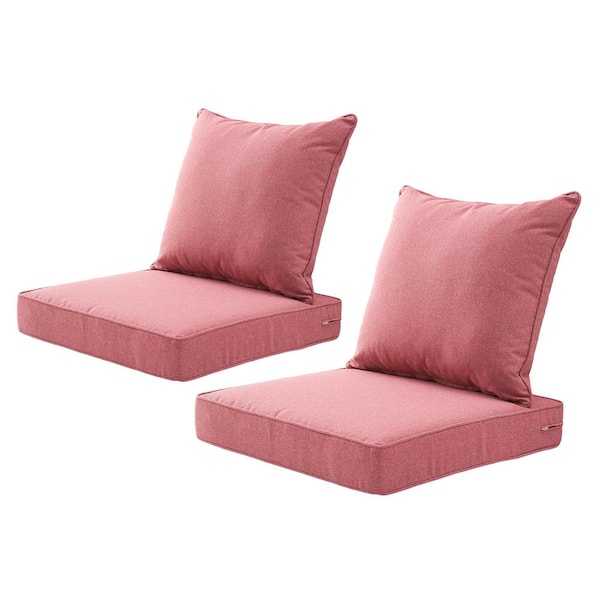 ARTPLAN Outdoor/Indoor Deep-Seat Cushion 24 in. x 24 in. x 4 in. For The Patio, Backyard and Sofa Set of 2 Repture Red