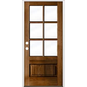 36 in. x 80 in. 3/4 6-Lite with Beveled Glass Provincial Stain Right Hand Douglas Fir Prehung Front Door