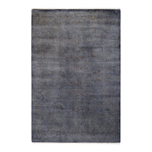 Gray 4 ft. 2 in. x 6 ft. 2 in. Fine Vibrance One-of-a-Kind Hand-Knotted Area Rug