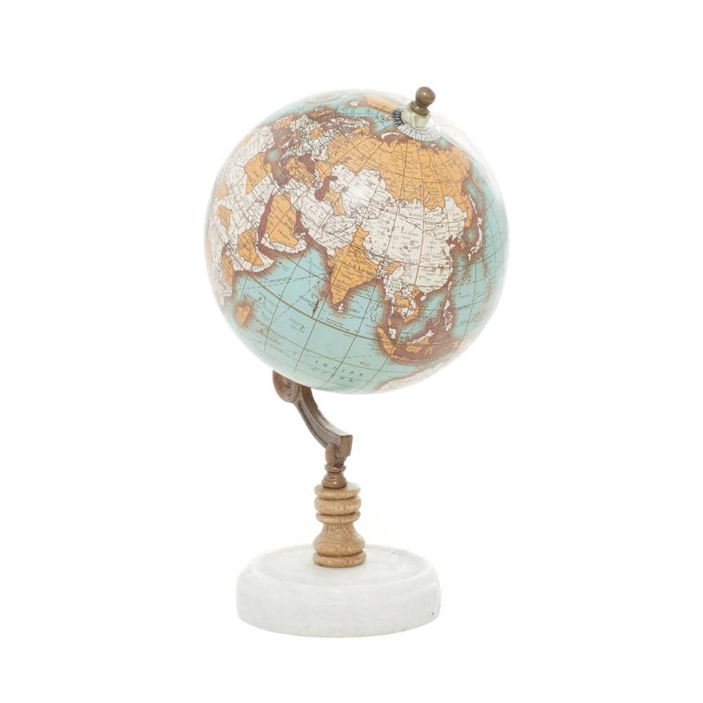 Teal Abstract Marble Base 14" Decorative Globe