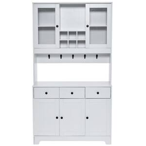 White Wood 39.38 in. Food Pantry Cabinet with Adjustable Shelves