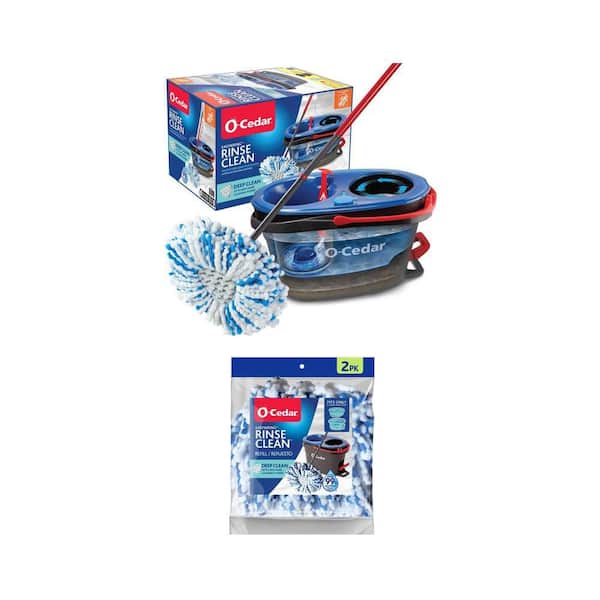 RinseClean Deep Clean Microfiber Spin Mop and Head Replacements Combo (2-Pack)