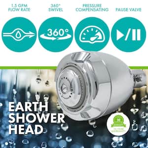 Earth Spa 3-Spray with 1.5 GPM 2.7-in. Wall Mount Adjustable Fixed Shower Head in Chrome, (1-Pack)