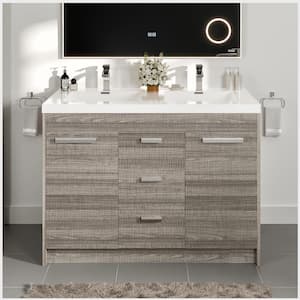 Lugano 48 in. W x 19 in. D x 36 in. H Double Bath Vanity in Ash with White Acrylic Top and White Integrated Sinks