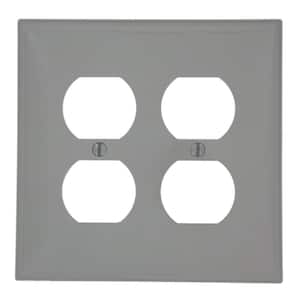 Gray 2-Gang Duplex Outlet Wall Plate (1-Pack)