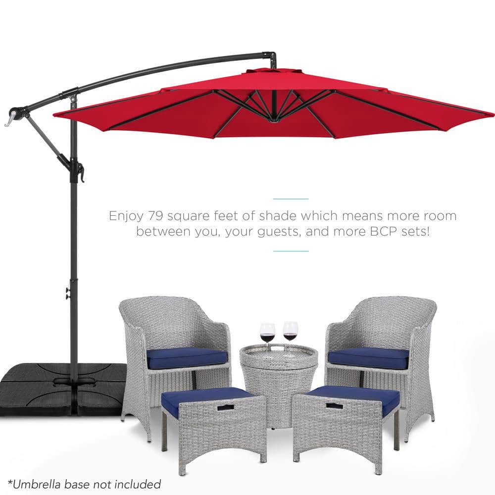 10ft Red Offset Hanging Patio Umbrella with Steel Frame
