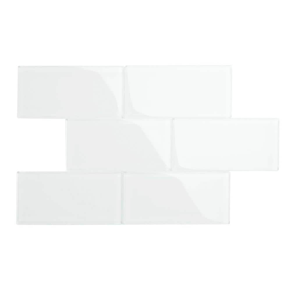 Bright White 6" x 12" Glossy Glass Subway Tile