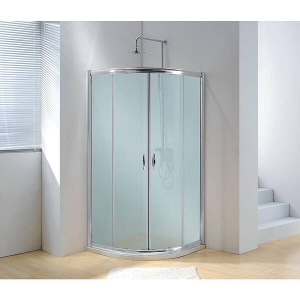 Dreamwerks 40 in. x 79 in. Framed Sliding Shower Enclosure in Bright Chrome with Handle