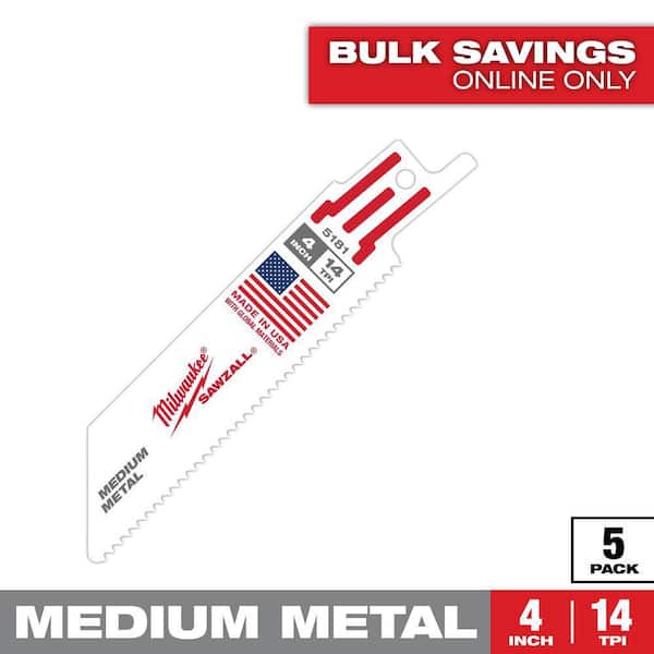 4 in. 14 TPI Medium Metal Cutting SAWZALL Reciprocating Saw Blades (5-Pack)