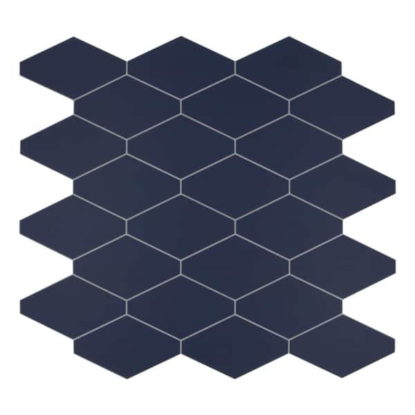 sunwings Navy Blue 11.3 in. x 11.1 in. Hexagon SPC Peel and Stick Backsplash Wall Tile (10-Pack)