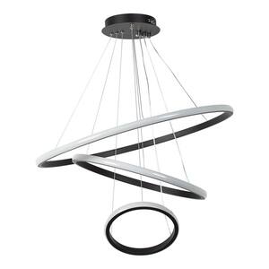 3-Light 120-Watt Black Modern Tiered Mini Pendant Light with Integrated LED and No Glass Shade