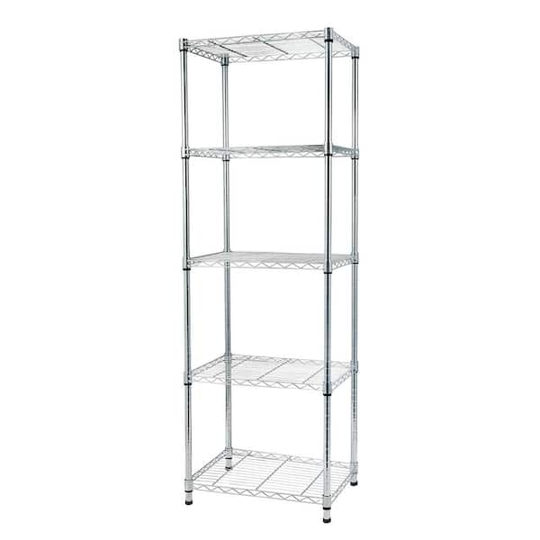 Karl home Silver 5-Tier Heavy Duty Steel Freestanding Garage Storage Shelving Unit (17.72 in. W x 71 in. H x 21.65 in. D)