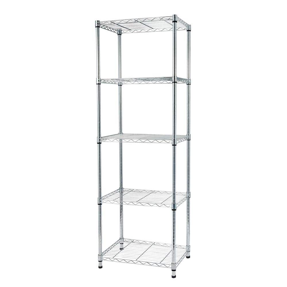 Winado Silver 5-Tier Heavy Duty Steel Freestanding Garage Storage Shelving Unit (17.72 in. W x 71 in. H x 21.65 in. D) 302992573426 - The Home Depot