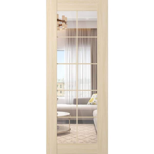 Vona 10-Lite 36 in. x 80 in. Loire Ash 10-Lite Clear Glass Composite Solid Core Wood Interior Door Slab