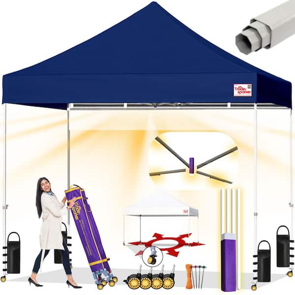 Tradesparker Commercial 10 ft. x 10 ft. Navy Blue Pop Up Canopy Tent with Roller Bag
