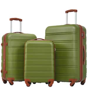 Olive Green 3-Piece Expandable ABS Hard side Spinner Luggage Set with TSA Lock