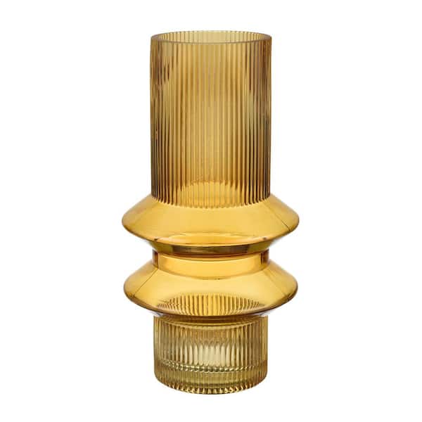Unbranded Wilson Colored Glass 3.75 in. Decorative Vase in Yellow - Large