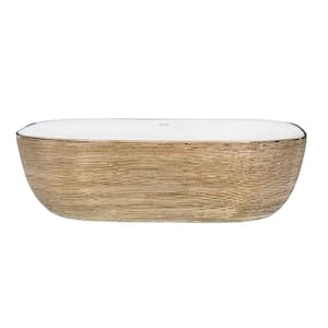 20 in. Above Vanity Counter Bathroom Ceramic Vessel Sink in White with Decorative Art in Rose Gold