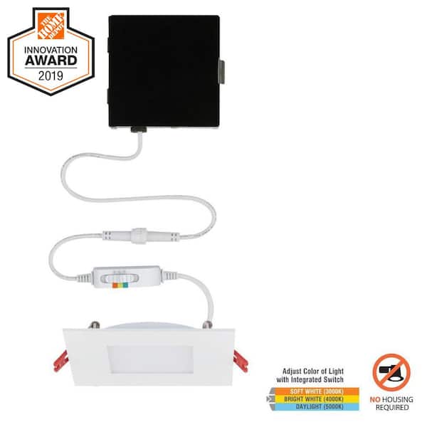 Commercial Electric Ultra Slim 4 in. Square Color Selectable New Construction Remodel Canless Recessed Integrated LED Kit