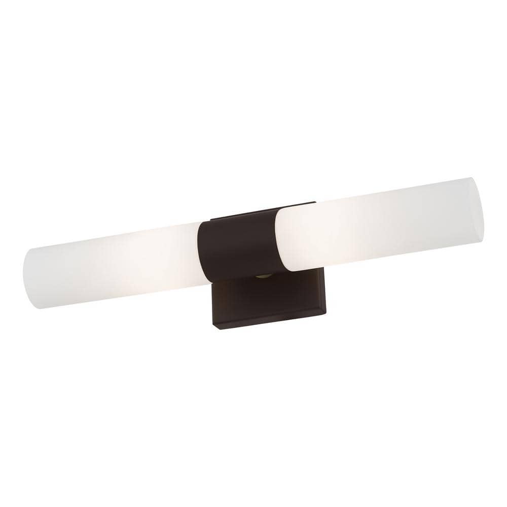 Bronze 17.75" Steel Vanity Light with Opal Glass