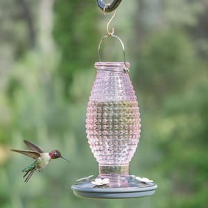 Cranberry Hobnail Decorative Glass Hummingbird Feeder - 16 oz. Capacity