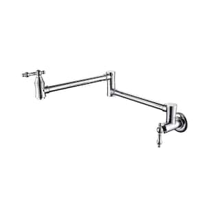 Wall Mounted Pot Filler with Free Swivel Arm in Chrome