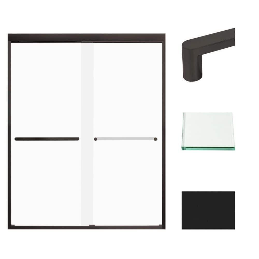 Frederick 59 in. W x 76 in. H Sliding Semi-Frameless Shower Door in Matte Black with Frosted Glass price history on PriceWatchPro