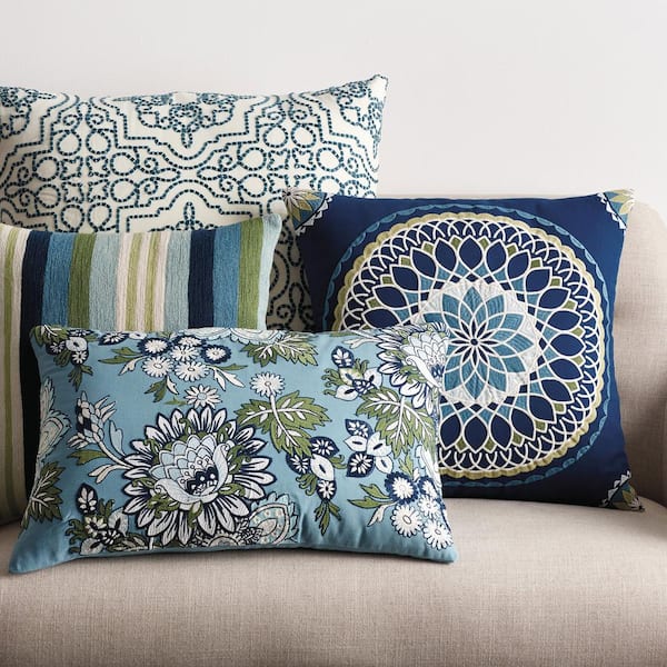 blue decorative throw pillows