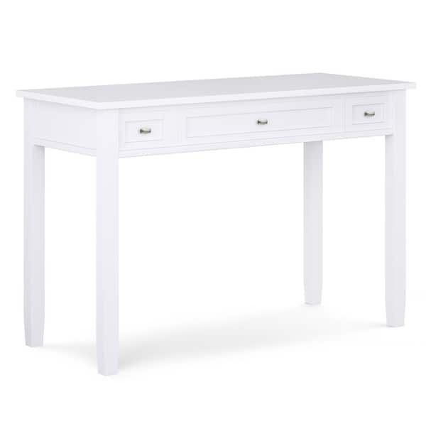 Simpli Home Warm Shaker Solid Wood Transitional 48 in. Wide Writing Office Desk in White
