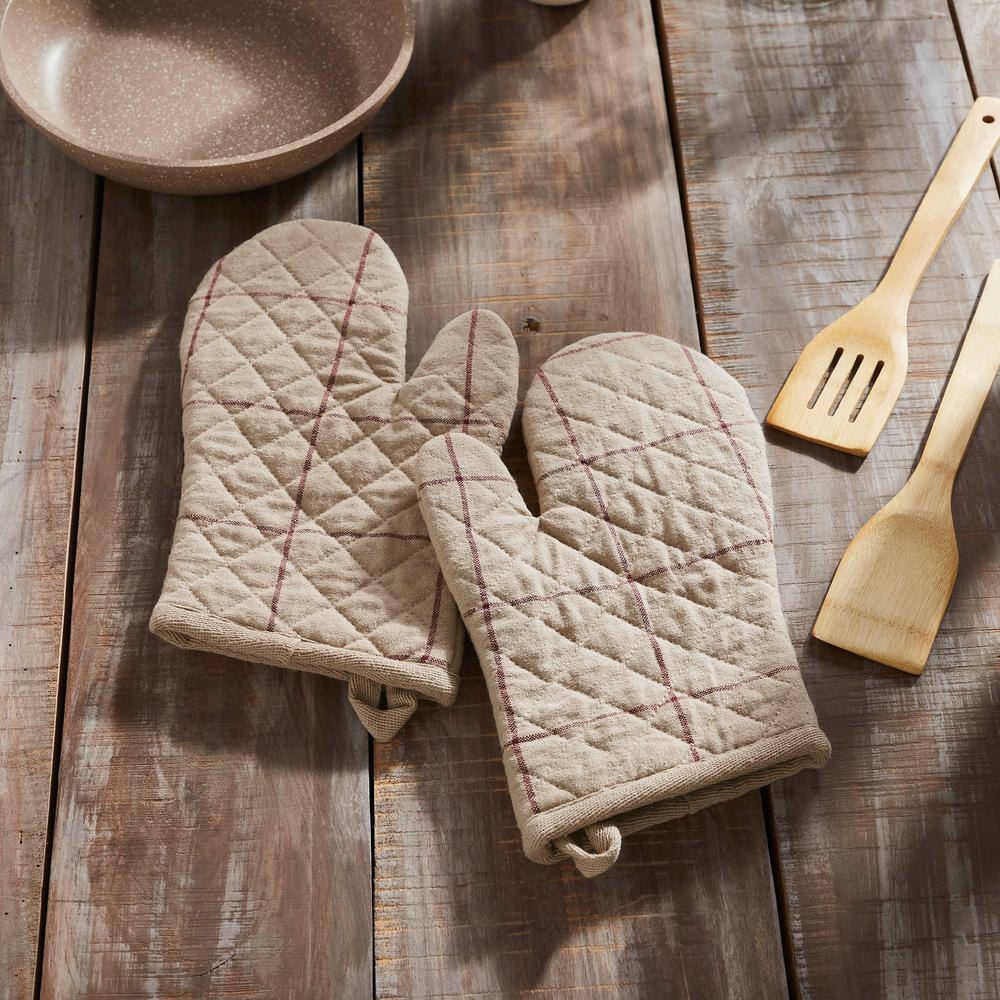 Connell Beige Cotton Quilted Oven Mitt Set
