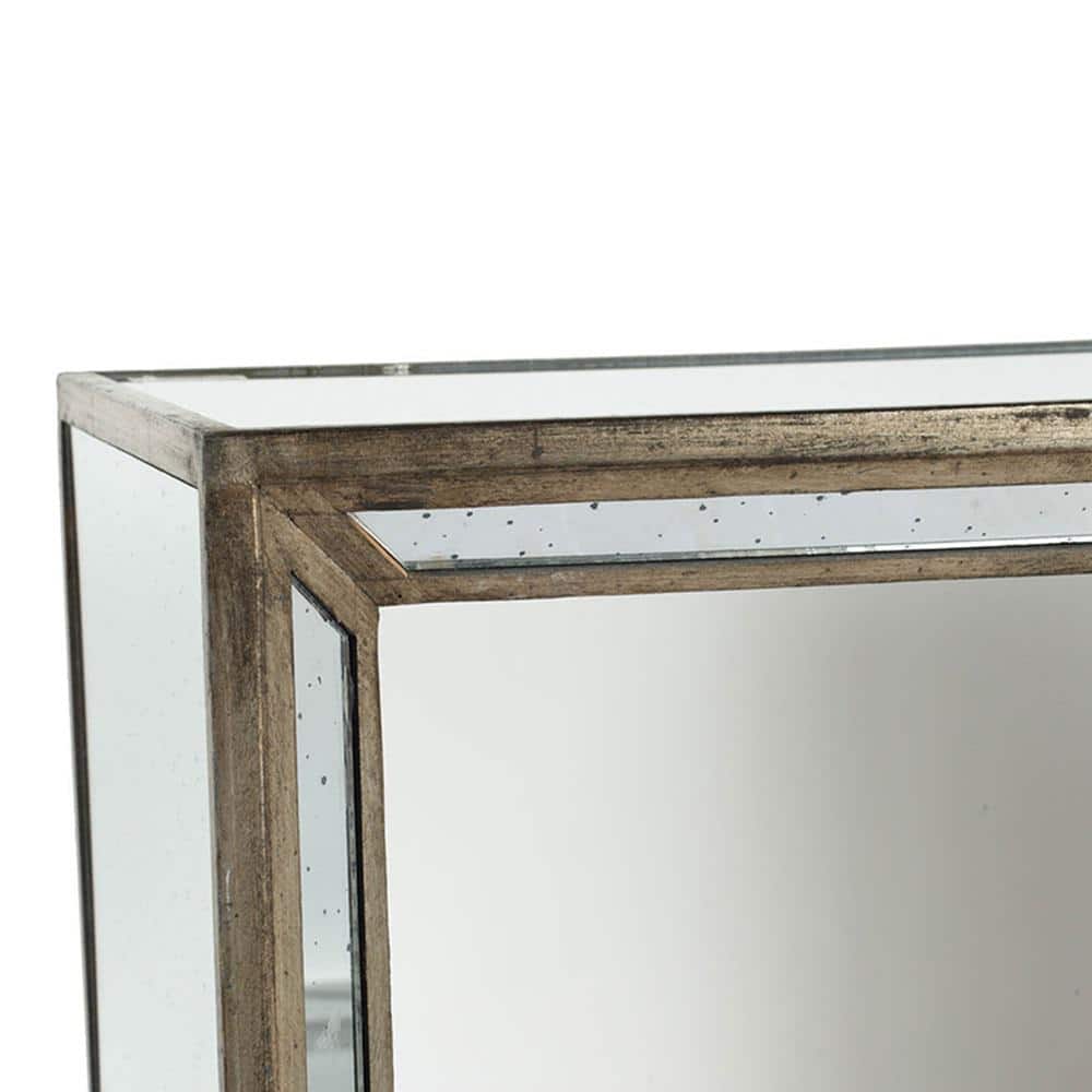 Waverly Mirrored Nested Side Tables with Distressed Wood Frame