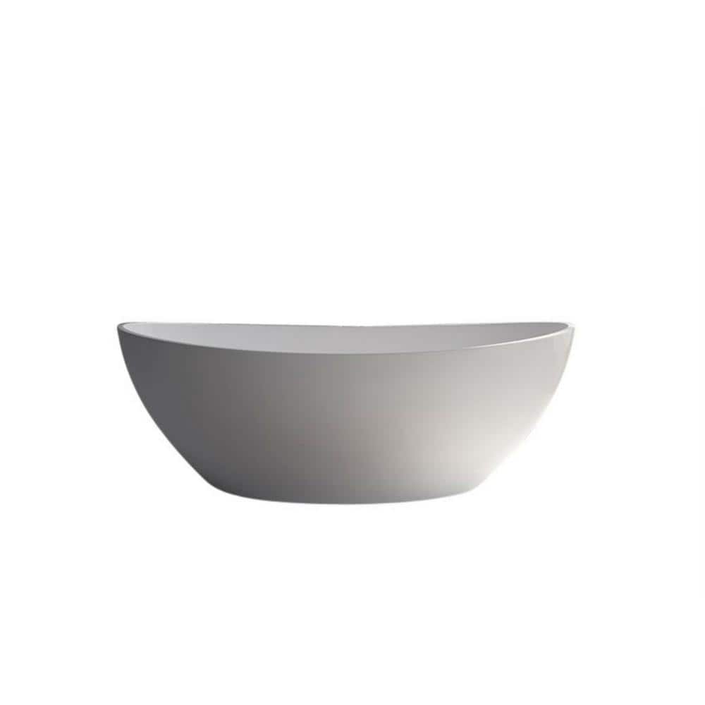 63 in. Stone Resin Flatbottom Freestanding Non-Whirlpool Bathtub in White Matt price history on PriceWatchPro