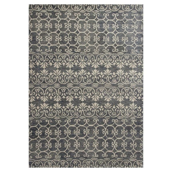 Kas Rugs Perfect Pattern Grey/Ivory 8 ft. x 11 ft. Area Rug