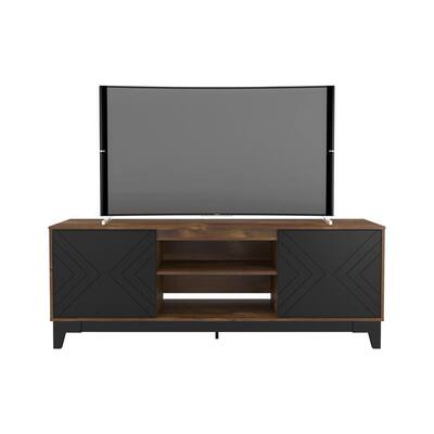 Arrow 72 in. Black and Truffle TV Stand Fits TV's up to 80 in. with Cable Management and 2-Doors