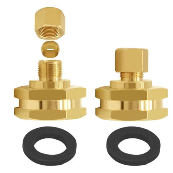 Brass 3/4-Inch GHT Female to 1/4-Inch OD Compression Tubing Adapter (2-Pack) Hose Repair 2 x 0.5 x 1