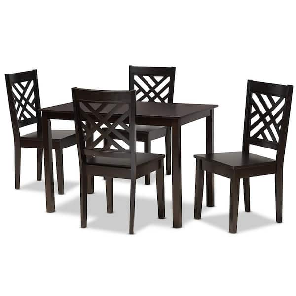 Baxton Studio Ani 5 Piece Dark Brown Dining Set 18311430 8026HD