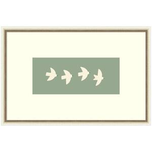 Belmont ''Minimalist Birds Panel 4 Green'' by Laura Moss Animals Framed Art Print 23 in. x 34 in.