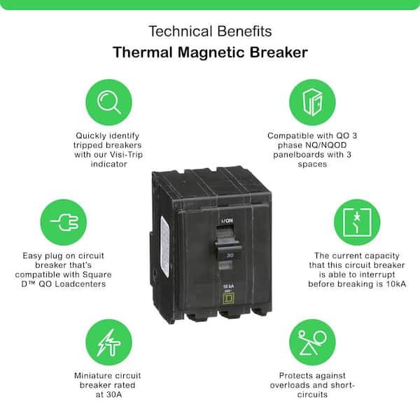 QO 30 Amp 3-Pole Plug-In Circuit Breaker