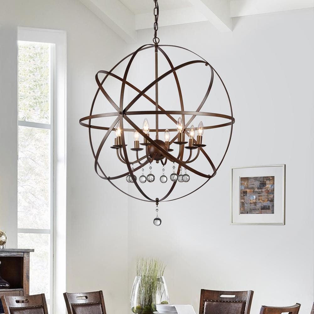 Aurelia 31'' Bronze Globe Chandelier with Crystal Accents