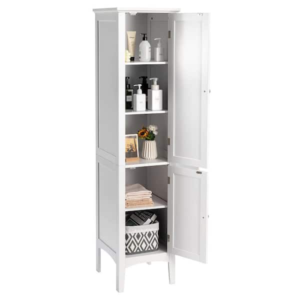 Angeles Home 14.5 in. W x 14.5 in. D x 63 in. H Gray Freestanding Narrow Storage Linen Cabinet for Bathroom