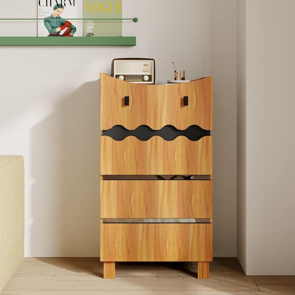 FUFU&GAGA Light Brown Wood Grain 4 Drawers 23,6 in. W Robot Chest of  Drawers, Kids Dresser, Living Room Console Side Table L-THD-460111-01 - The  Home Depot