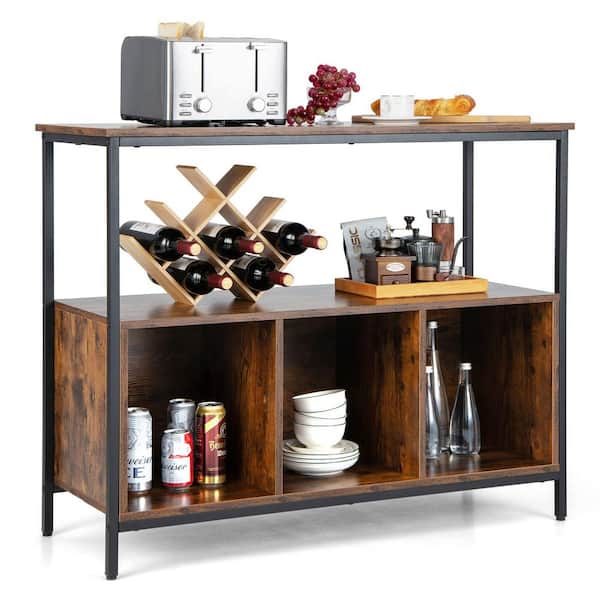 Bunpeony Wood Pantry Organizer with Spacious Countertop and 3-Cube Storage Cabinet